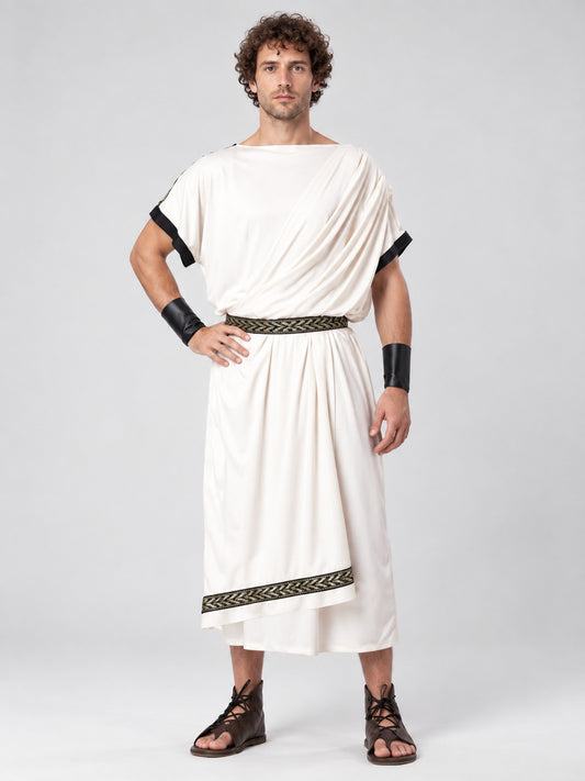 Ancient-Style Carnival Costume with Draped Tunic on-model view