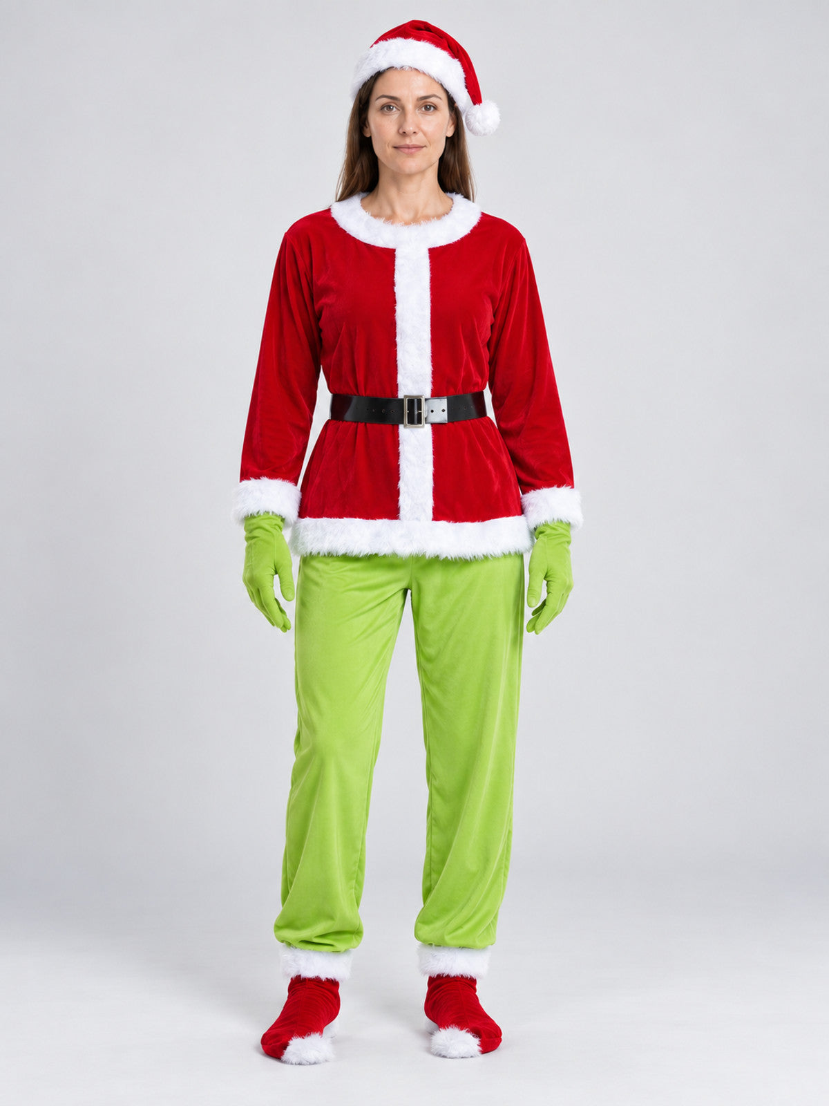 Grinch Santa Claus-Style Costume on-model view