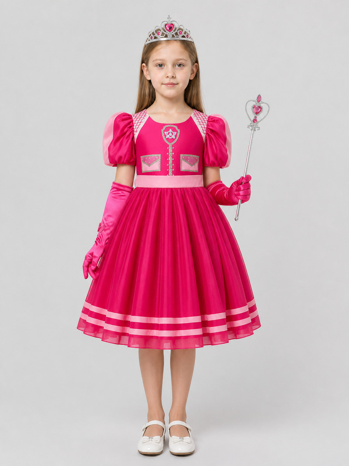 Cosplay Set: Dress, Crown, Gloves, and Wand on-model view