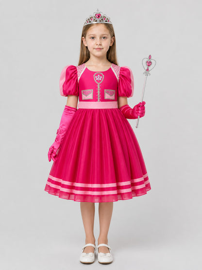 Cosplay Set: Dress, Crown, Gloves, and Wand on-model view