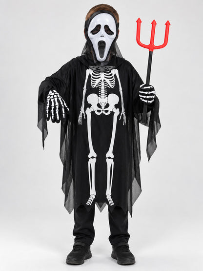 Skeleton Costume with Mask and Trident on-model view