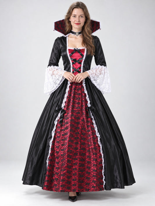 Vampire Costume with Collar and Crinoline