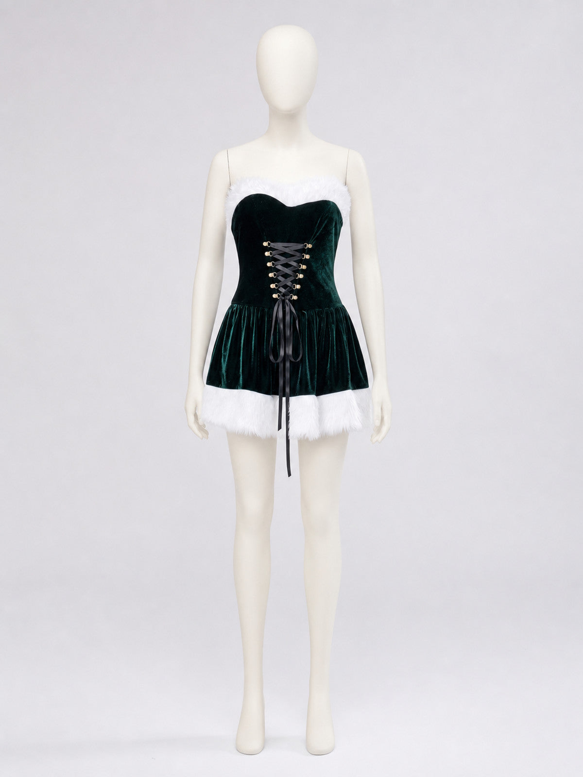 Festive cosplay dress with white trim