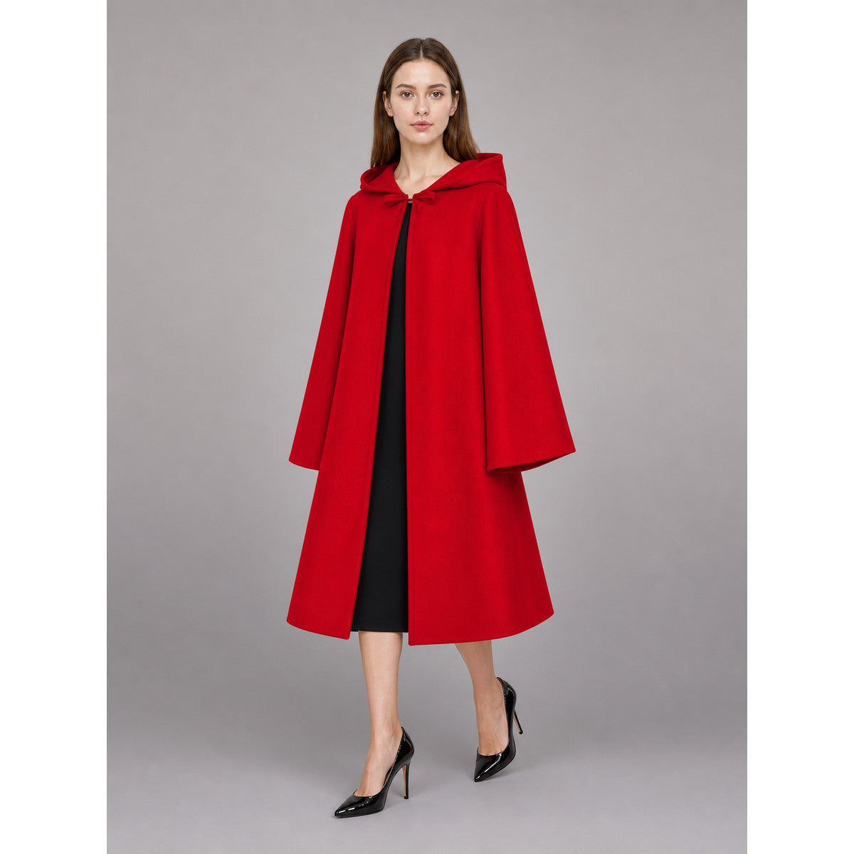 Long Red Hooded Carnival Cape
