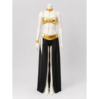 Cleopatra Costume with Gold Chains and Long Skirt