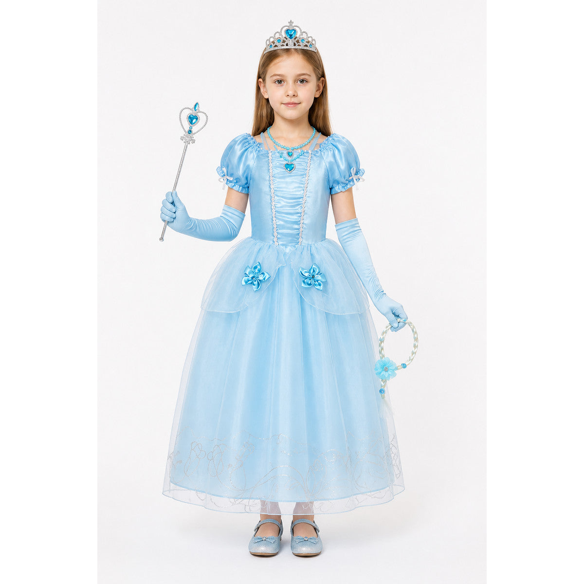 Children’s Cinderella costume with crown and dress main product view