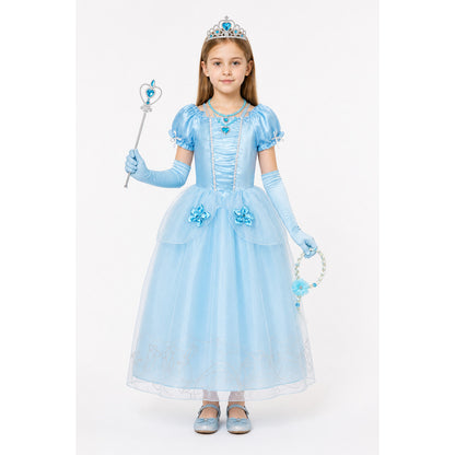 Children’s Cinderella costume with crown and dress main product view