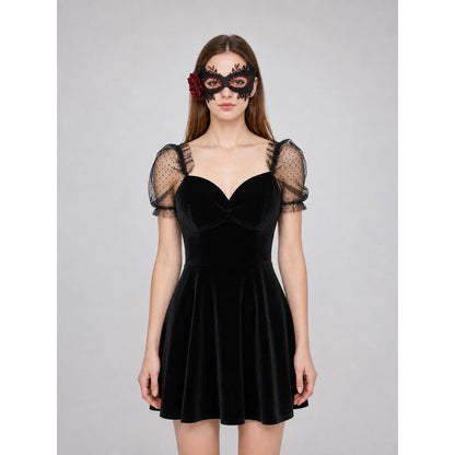 Masquerade Eye Mask with Rose, Gothic Style front view