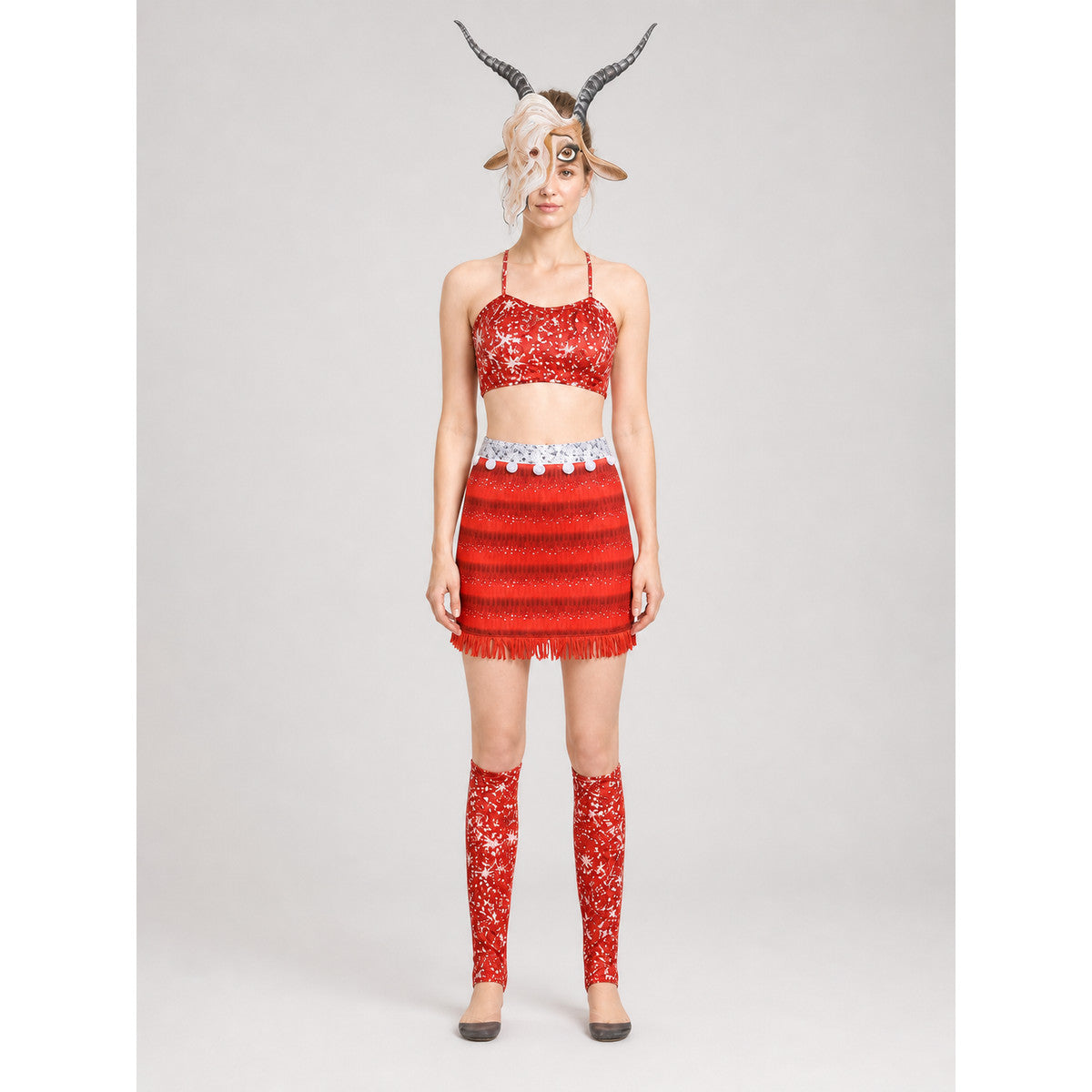 Goat Costume with Mask, Top, and Skirt on-model view