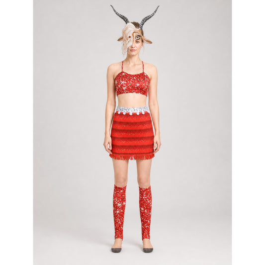 Goat Costume with Mask, Top, and Skirt on-model view