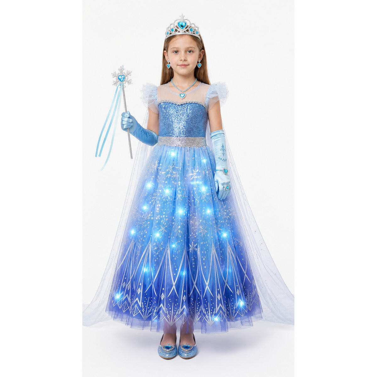 Glowing Elsa Costume with Crown and Wand main product view