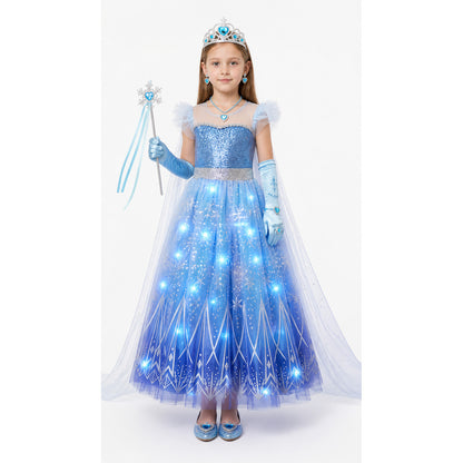 Glowing Elsa Costume with Crown and Wand main product view