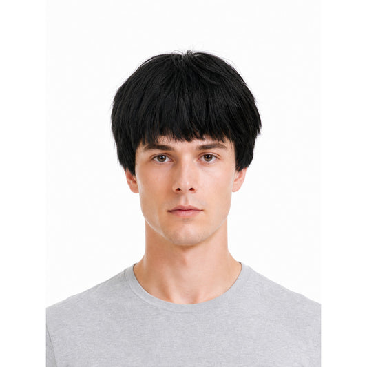 Short Black Carnival Wig with Straight Bangs