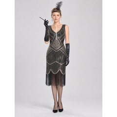 Vintage Gatsby-Style Set: Fringed Dress