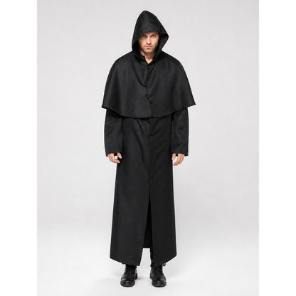 Halloween Hooded Robe Cloak with Cape on-model view