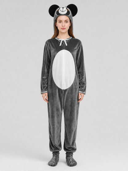Children’s Koala Kigurumi Costume with Hood and Ears on-model view