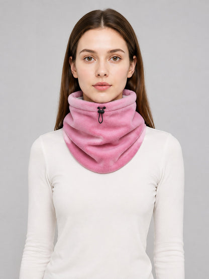 Insulated Neck Gaiter with a High Collar, Pink on-model view