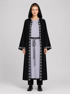 Wizard costume with hood and belt, black, M-XXL
