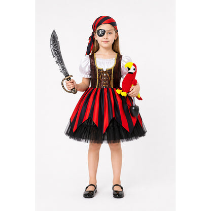 Red and Black Pirate Costume with Accessories main product view