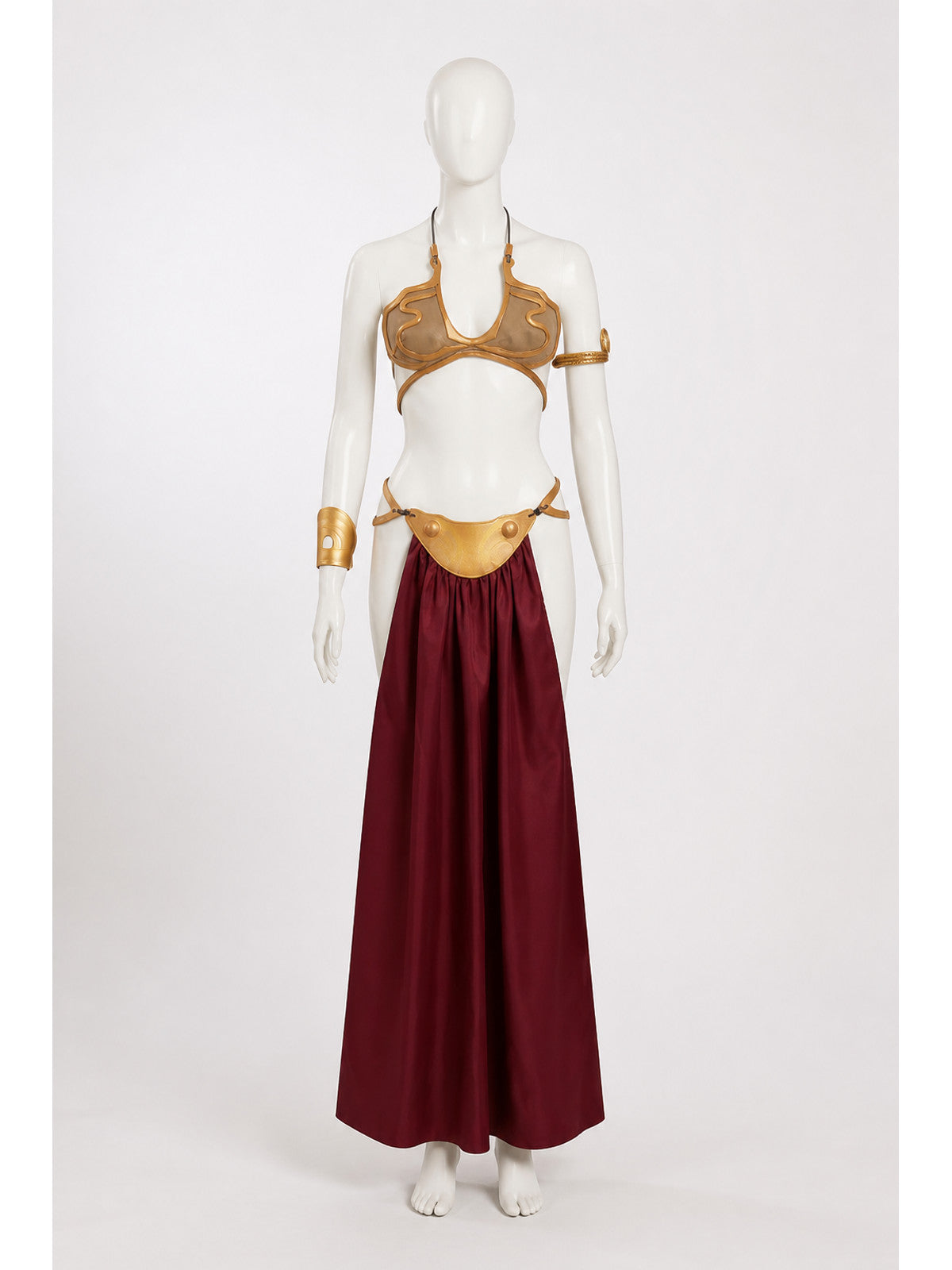 Burgundy and Gold Halloween Cosplay Costume with Skirt