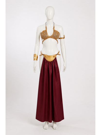 Burgundy and Gold Halloween Cosplay Costume with Skirt