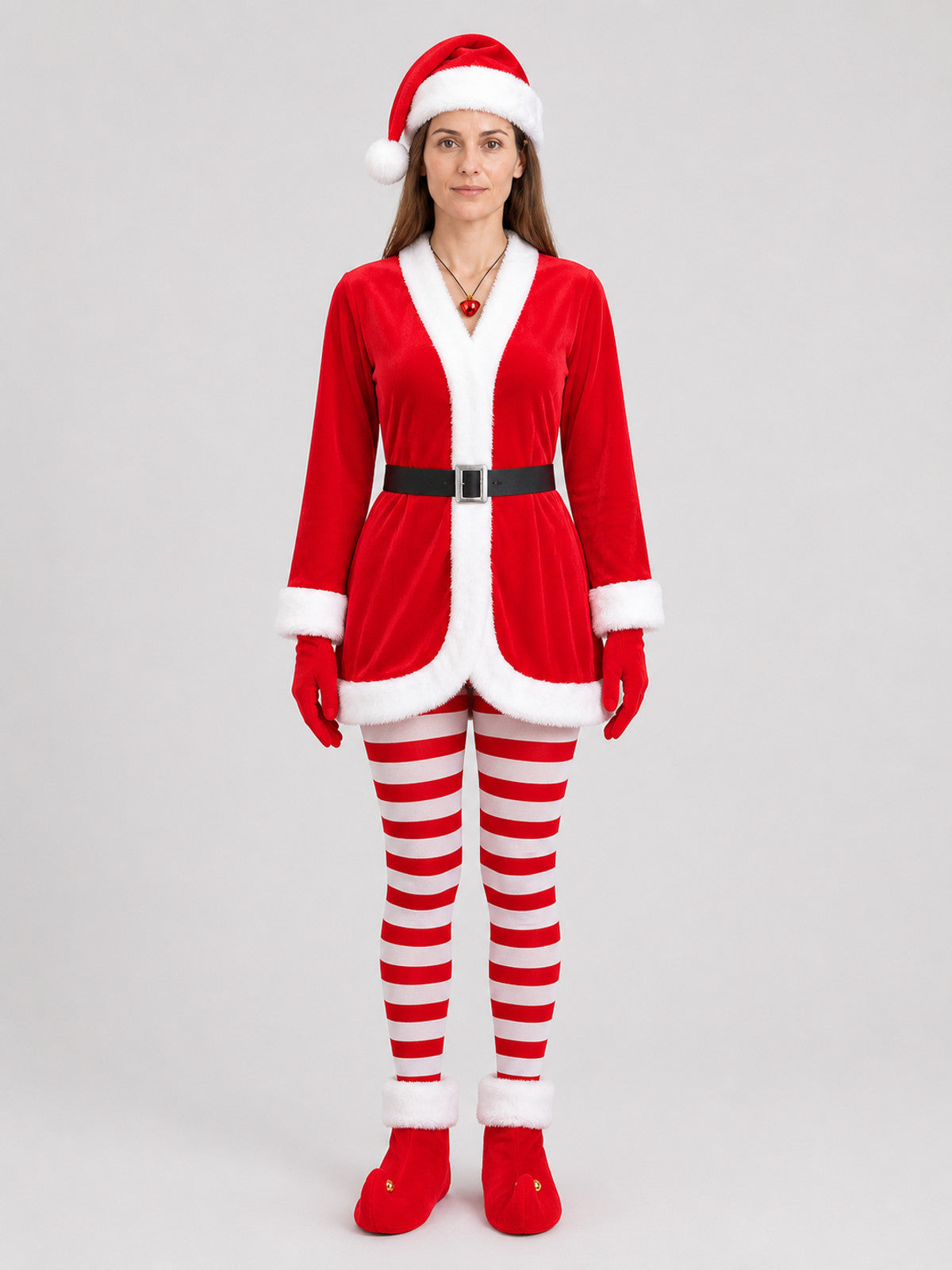 New Year Santa Costume with Dress and Accessories on-model view