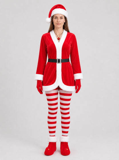 New Year Santa Costume with Dress and Accessories on-model view