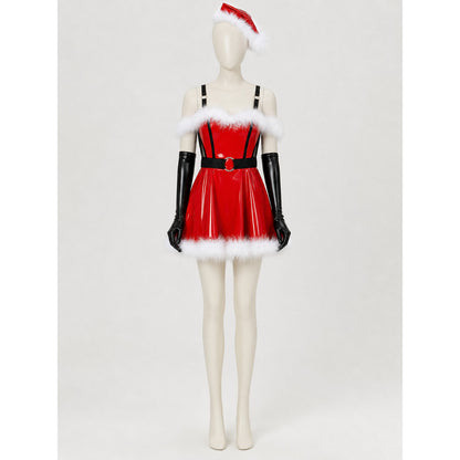 Red Christmas Costume with White Trim