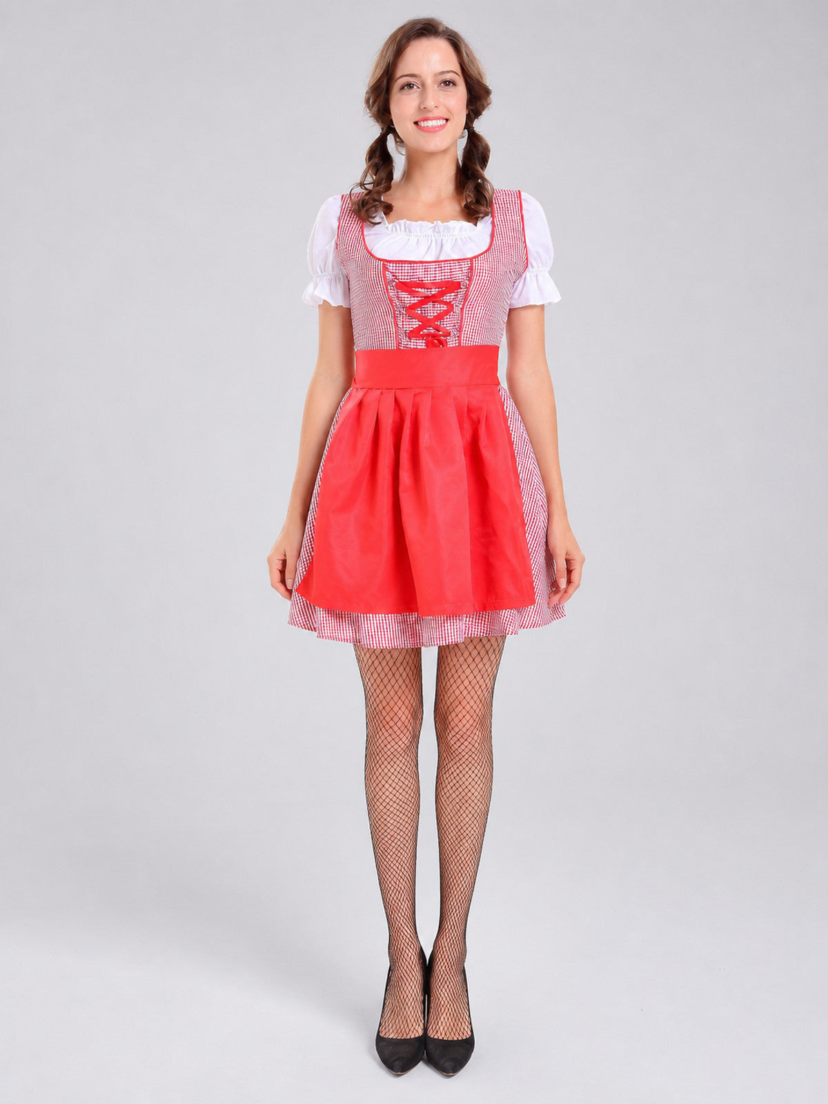 Red and White Carnival Cosplay Dress front view