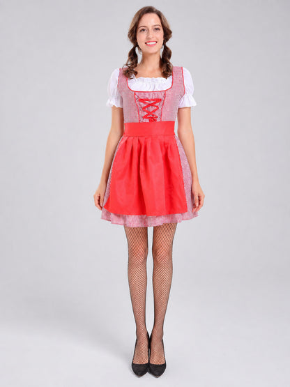 Red and White Carnival Cosplay Dress front view