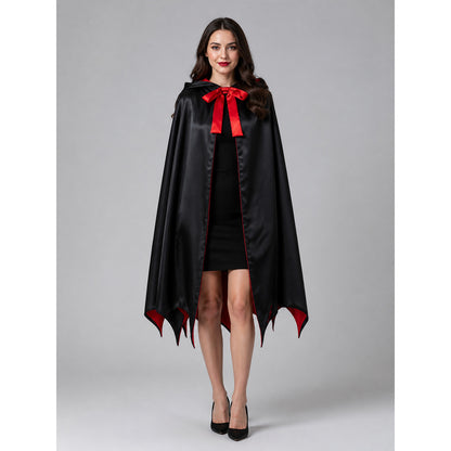 Hooded Vampire Cloak Cape, Red and Black