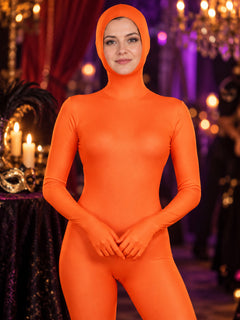 Orange Zip-Up Bodysuit for Cosplay, Fitted