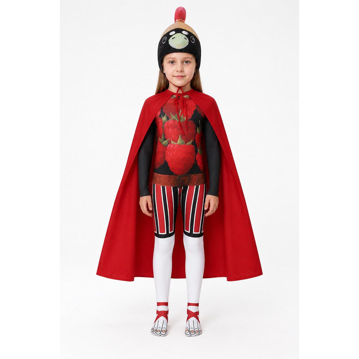 Jumpsuit Costume with Red Cape and Mask for Halloween main product view