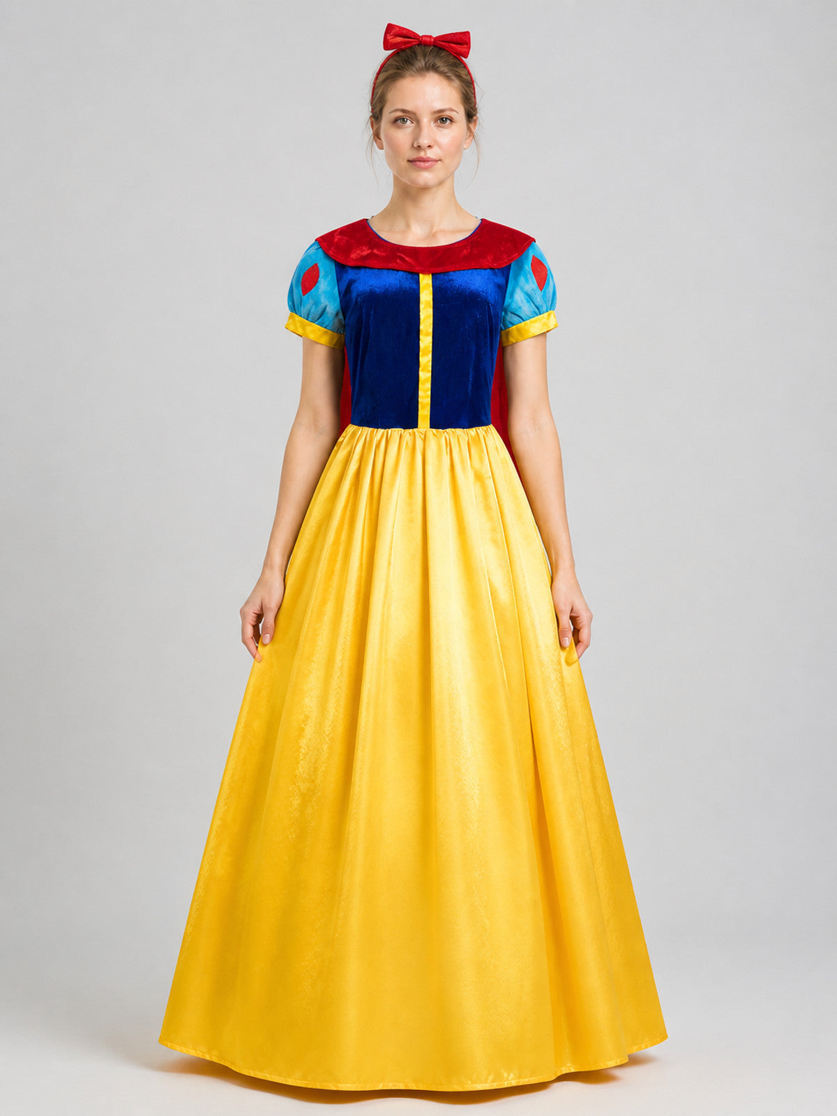 Snow White Cosplay Costume, Dress and Headband on-model view