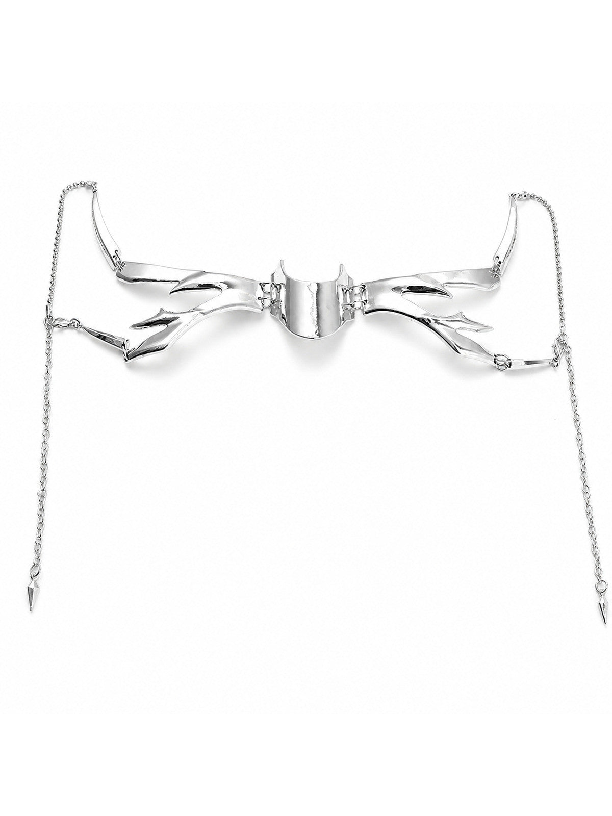 【Ja】Mechanical Alien Chin Mask, Punk Gothic Metal Face Wear for Halloween