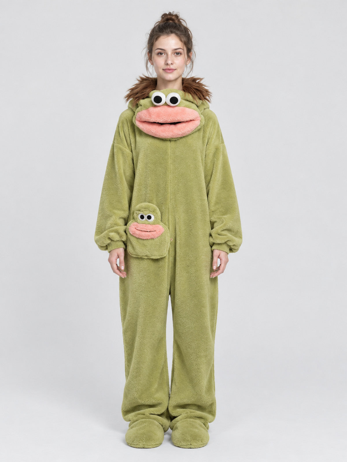 Insulated Hooded Pajama Jumpsuit with Animal Face