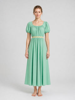 Mint Bridgerton Dress with Puff Sleeves and High Waist