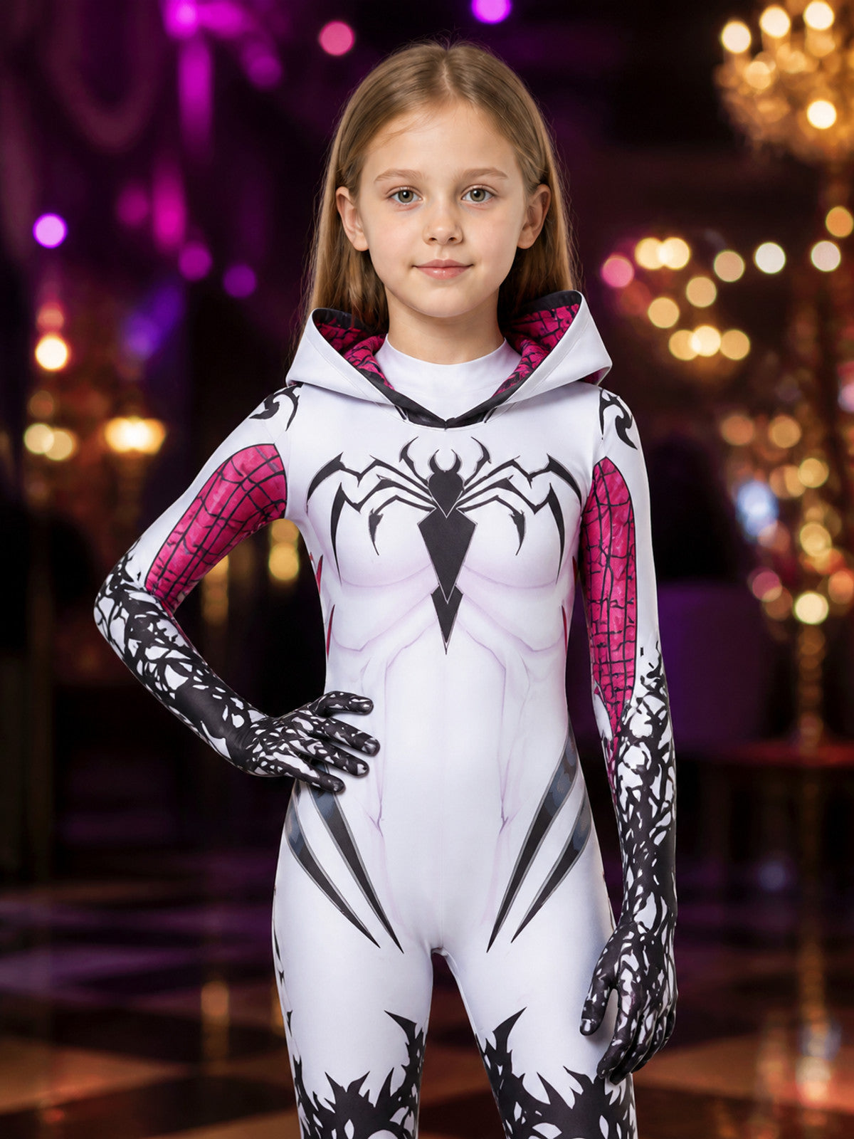 Venom Gwen Hooded Cosplay Jumpsuit Costume
