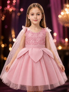 Baby Girls' Princess Flower Girl Formal Dress, Floral Lace Bodice, Layered