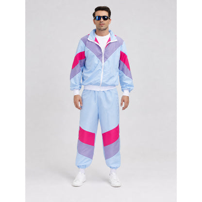 Sports tracksuit with jacket and pants, geometric inserts