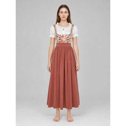 Square-Neck Dress with Puff Sleeves front view
