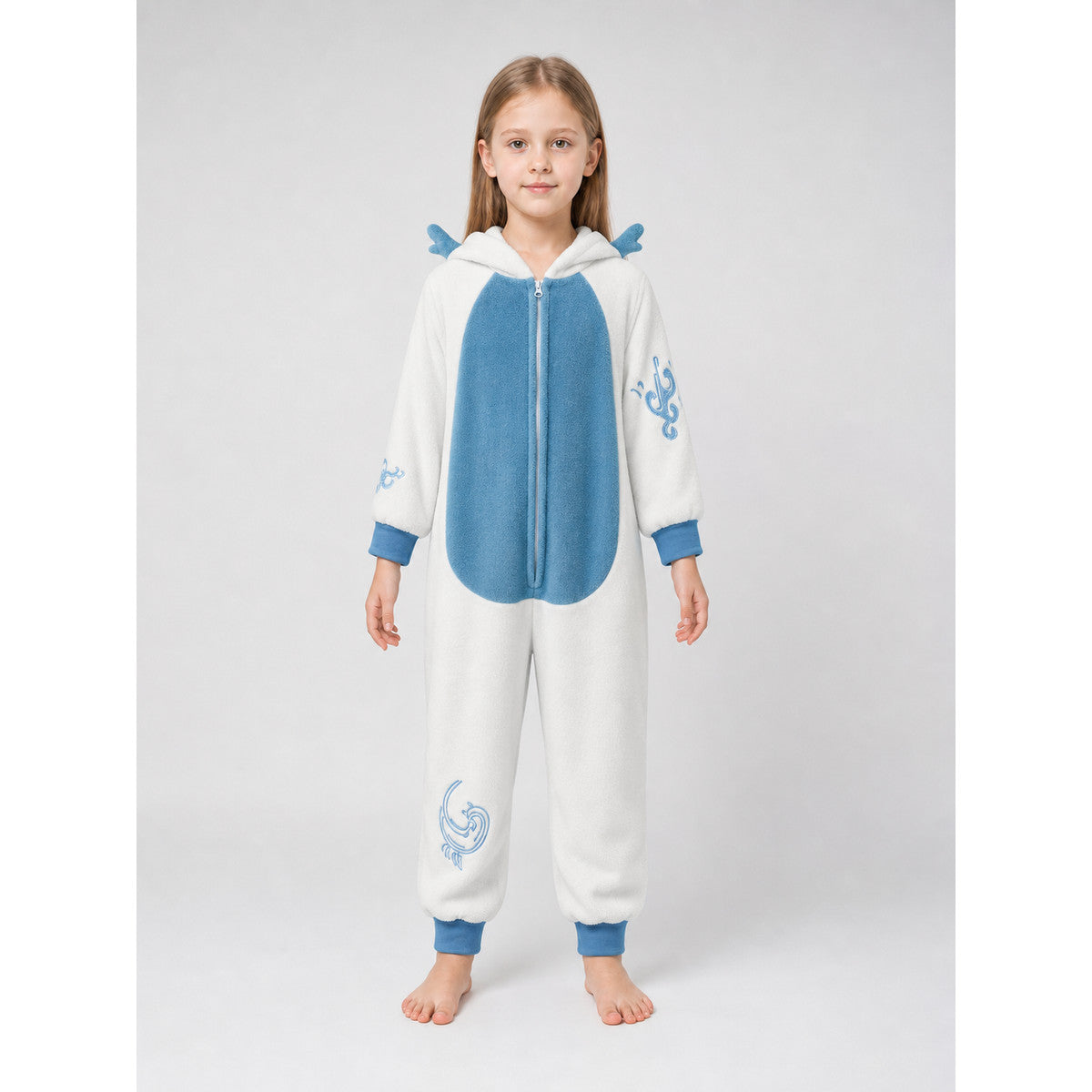 Children's Hooded Dragon Jumpsuit Costume front view