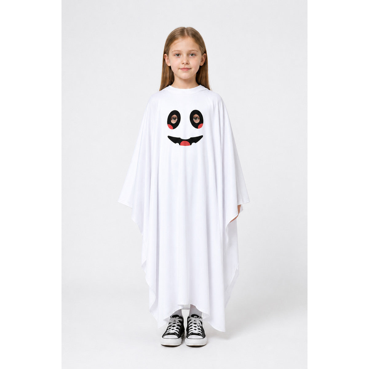 White Halloween Ghost Cape with Face main product view