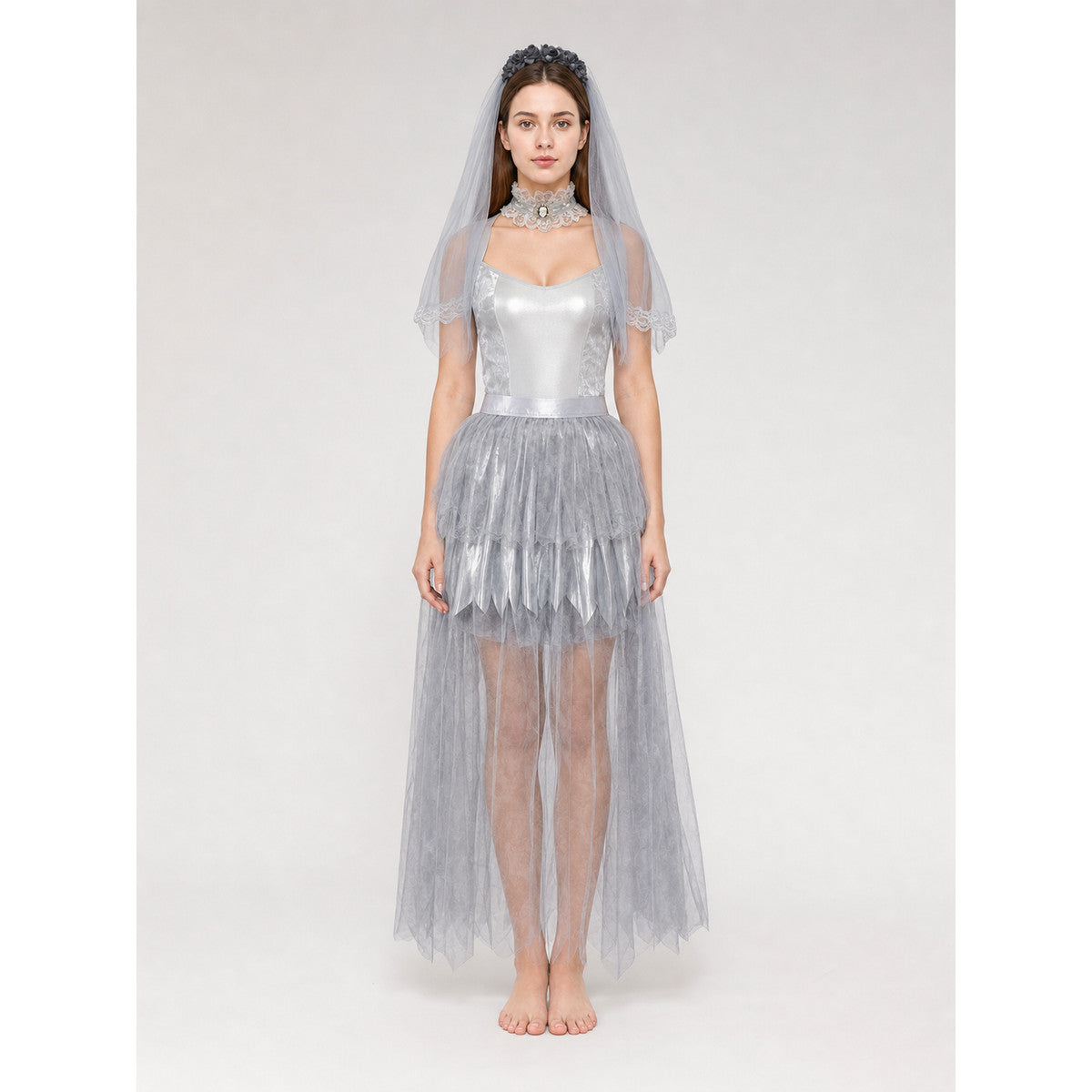 Halloween Cosplay Dress, Gray and White