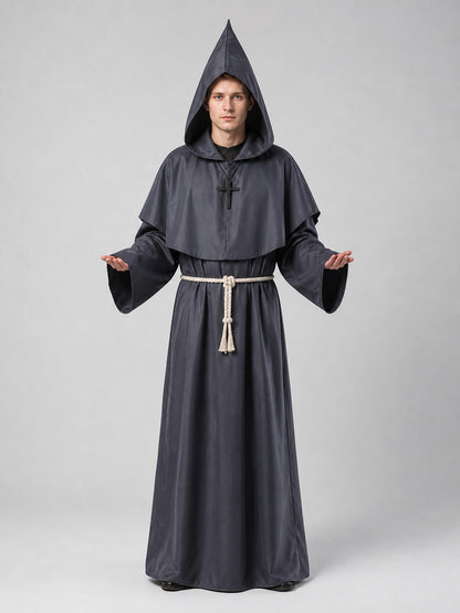Long Carnival Robe with Hood and Belt on-model view