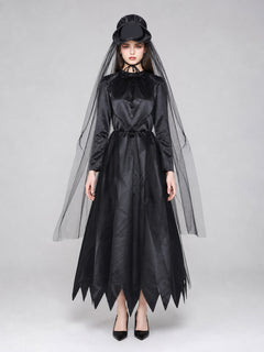 Witch Costume with Hat and Sheer Veil