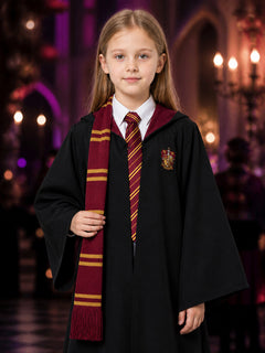 Harry Potter Robe Costume Set with Striped Scarf, Tie and Chest Badge