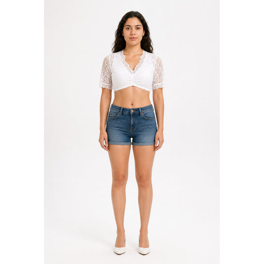White Lace V-Neck Top main product view