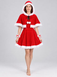 Carnival Costume with Red Dress and Hooded Cape