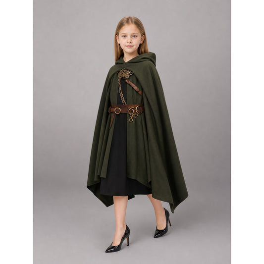 Green Medieval Hooded Carnival Cloak